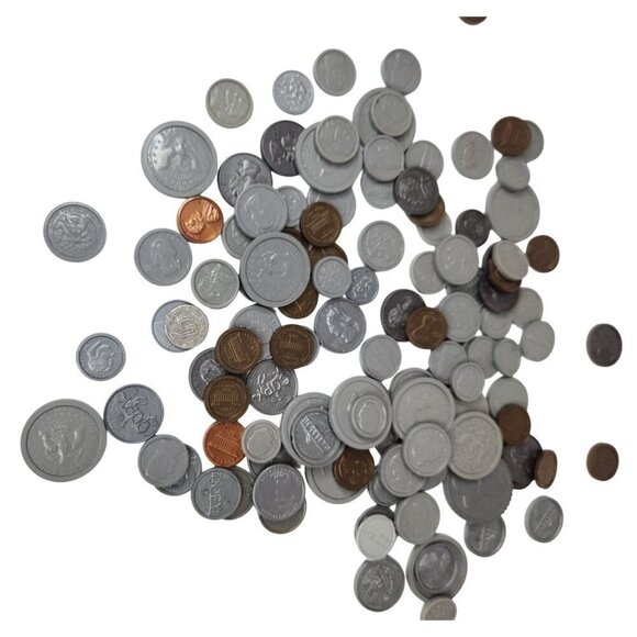 Assorted Play Money Coins Lot - Plastic & Metal Look Alike - Picture 2 of 16